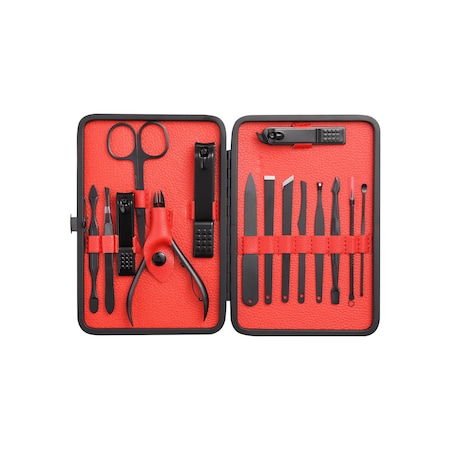 Akol Care Manicure set, 15 pcs (Red) AK-MANI-RED-15